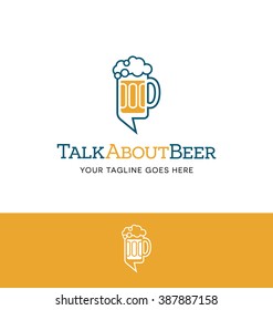 combination beer mug and talk bubble logo for business, group, blog or website