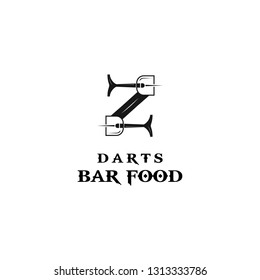 combination between darts and bar food and letter Z logo