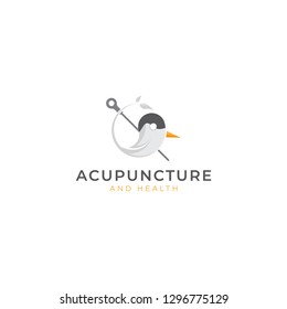 Combination of a bird an acupuncture logo design with yin yang style
