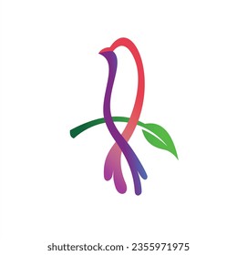 combination of bird logo with leaves