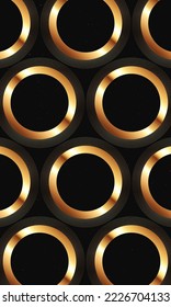 Una combinación de negro y oro. Material de fondo de lujo con anillos de oro.