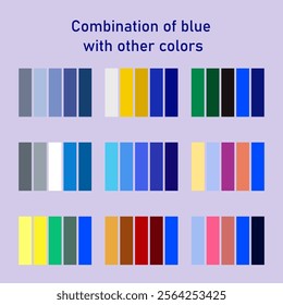 Combination of blue with other colors. Color palette of classic blue