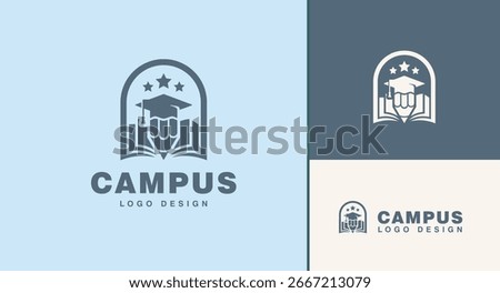 Combination of Book Pencil And Graduation Hat for Campus Education Academy Logo Design Vector.