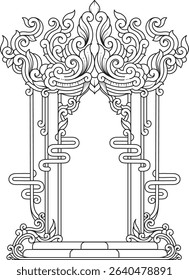 Combination border freehand chinese style design vector