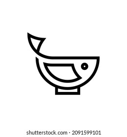 combination bowl and fish logo vector