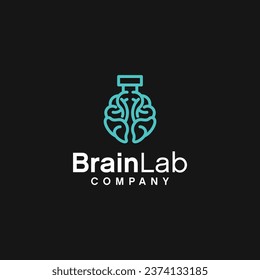 Combination brain and lab logo design template