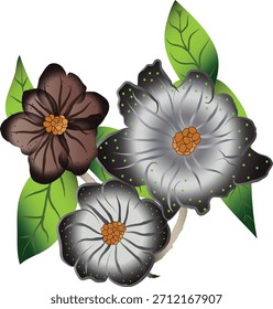 A combination of brown and gray flowers