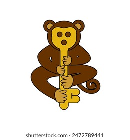 Combination of brown and yellow monkey keys