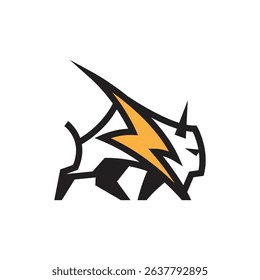 combination of bull and electricity symbol logo vector
