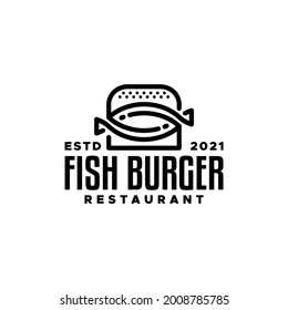 Combination of a burger and a fish. Good for burger restaurant, bistro, café or any business related with burger.