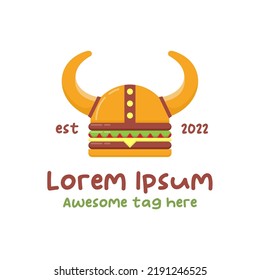 The combination of a burger and a viking helmet is perfect for a company or franchise logo