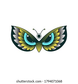 logotipo combinado de mariposa y búho