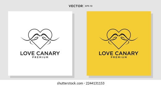 combination of canary and heart logo
design