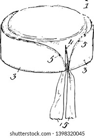 Combination Cap and Bonnet is a type of headgear vintage line drawing or engraving illustration.