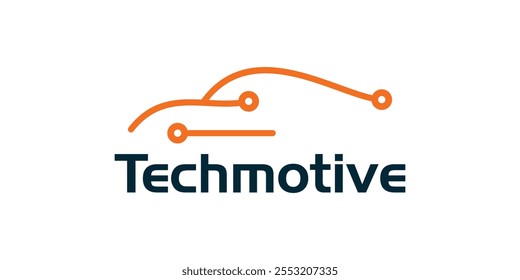 Combination car logo with technology, combination car with circuit logo 