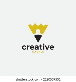 combination with castle logo design vector illustration.