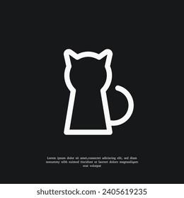 Combination of cat with Keyhole Padlock Lock symbol logo design