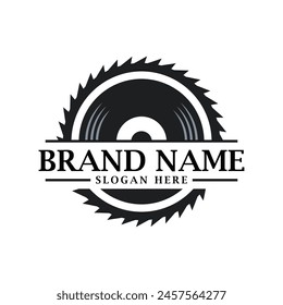 Combinación de música de CD y concepto de logotipo de engranaje de carpintería