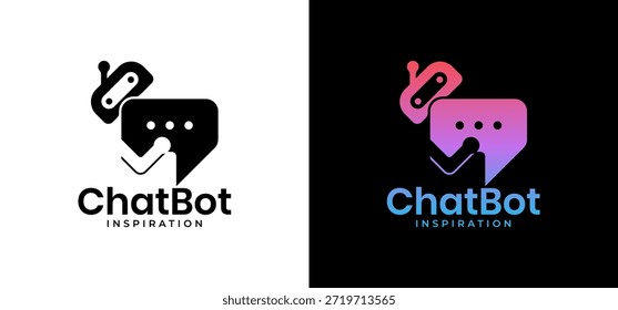 Combination chatbot logo design in pink and blue for communication themed brands, symbolizing dialogue and harmony. Perfect for tech and communication businesses.