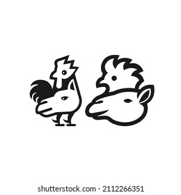 combination of chicken and camel vector illustration