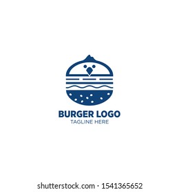 Combination of Chicken Face and Burger Logo Icon