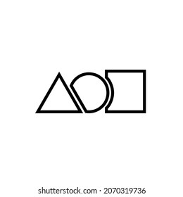 a combination of circle and square triangle vector logos is made like stacked into one