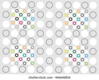 A combination of circles pattern in colorful color and grey shade as background