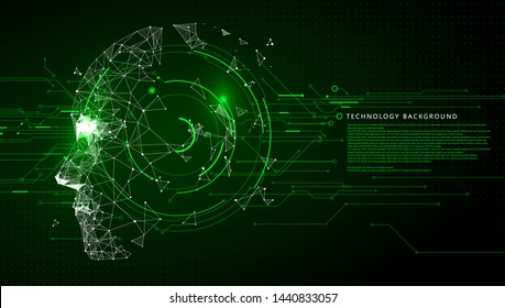 The combination of circuit and head shape, artificial intelligence, the electronic world, vector illustration.