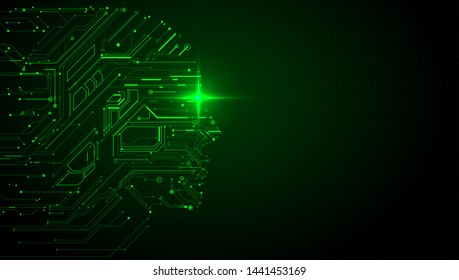 The combination of circuit and head shape, artificial intelligence, the moral of the electronic world, vector illustration.