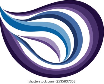 Combination of circular logo ribbon design in the shape of a water drop, simple logo