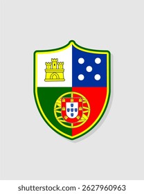 A combination of classic and contemporary styles in one Portuguese shield. Combining castle symbols, modern dots and national emblems makes it unique and eclectic.
