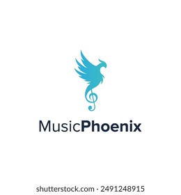 the combination of the clever music note and phoenix bird designs creates a unique design