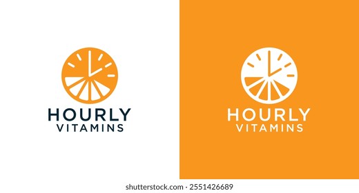 Combination of clock and orange logos, time to take vitamins