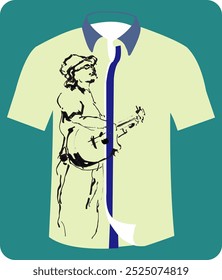 Combination clothing and sketch of a person playing guitar. suitable for Garment, screen print, clothing, etc. - illustration vector graphic.