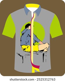 Combination clothing and sketch of someone sitting on a bench. suitable for Garment, screen print, clothing, etc. illustration vector graphic.