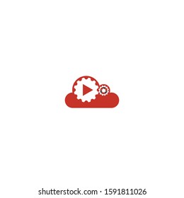 Combination of cloud and gear logo design vector