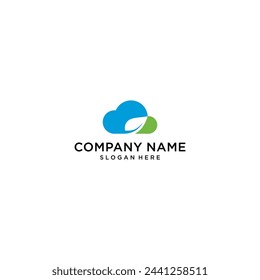 combination of cloud and leaf symbol logo design vector illustration