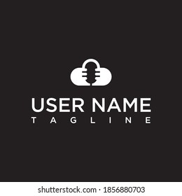 combination cloud logo concept with simple, unique mic logo