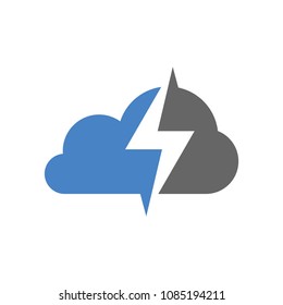 the combination of a cloud logo with lightning