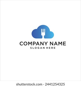 combination of cloud and restaurant logo design vector illustration