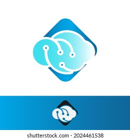 The Combination of Clouds and technology sign for Digital Tech Cloud Logo design sign Vector Illustrations