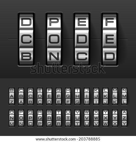 Combination, code lock alphabet. Vector.