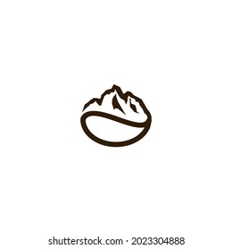 combinación de granos de café y montañas