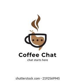 combination of coffee cup and bubble chat logo vector