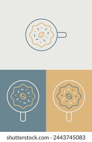 Combination of Coffee Cup and Donut Logo Illustration Emblem Branding Vector Design