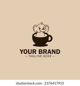 combination of coffee cup and elephant logo
