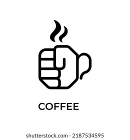 Combination of coffee cup and hand