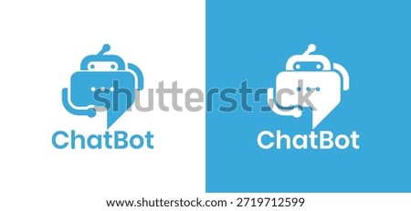Combination communication merges as blue chatbot icon efficiently talks on white conveying message.