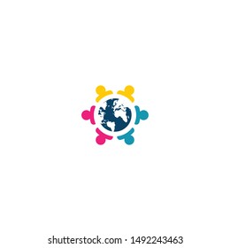 Combination of community icon and globe logo design vectors unique, modern V.2