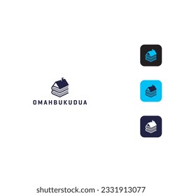 combination concept logo design about home and book in colored style